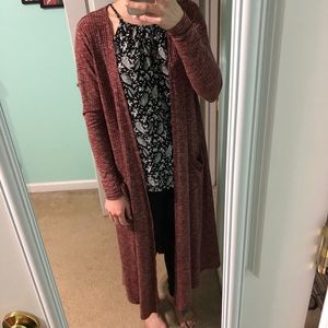 Long burgundy lularoe cardigan